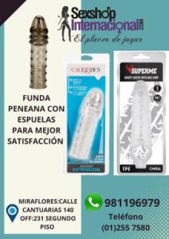 funda extension con espuelas de silicona-estimula-sexshop lima 971890151